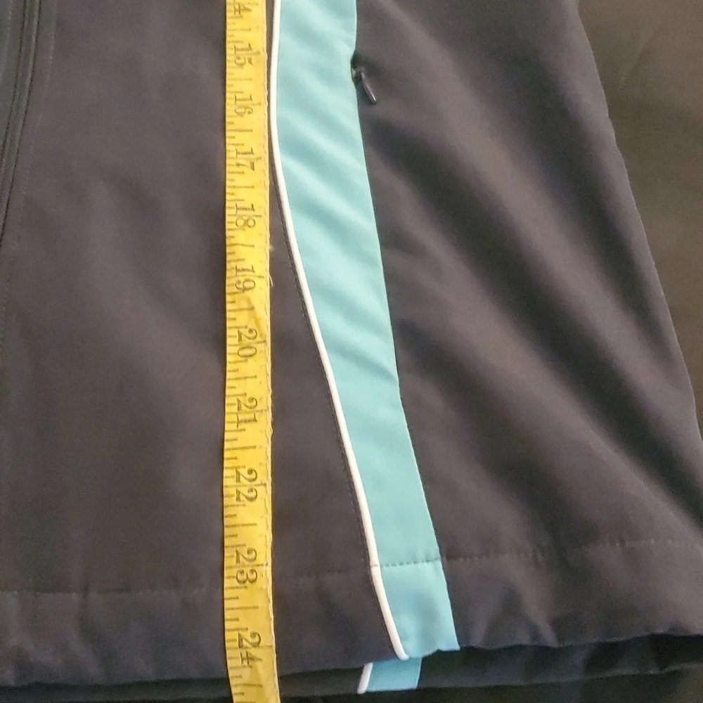 Green Tea Women's Athletic Windbreaker Full Zipper. Dark Grey and Teal - Picture 7 of 11